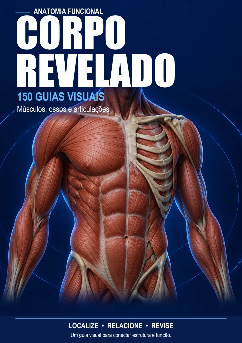 Capa do Corpo Revelado com ilustração detalhada do tronco humano